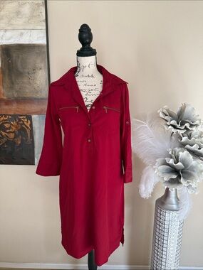 Speed Control Wine-Red Midi Shirt Dress